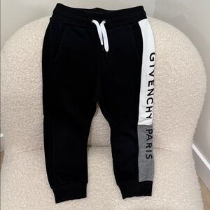 Givenchy Kids Black Joggers with White and Gray Panels